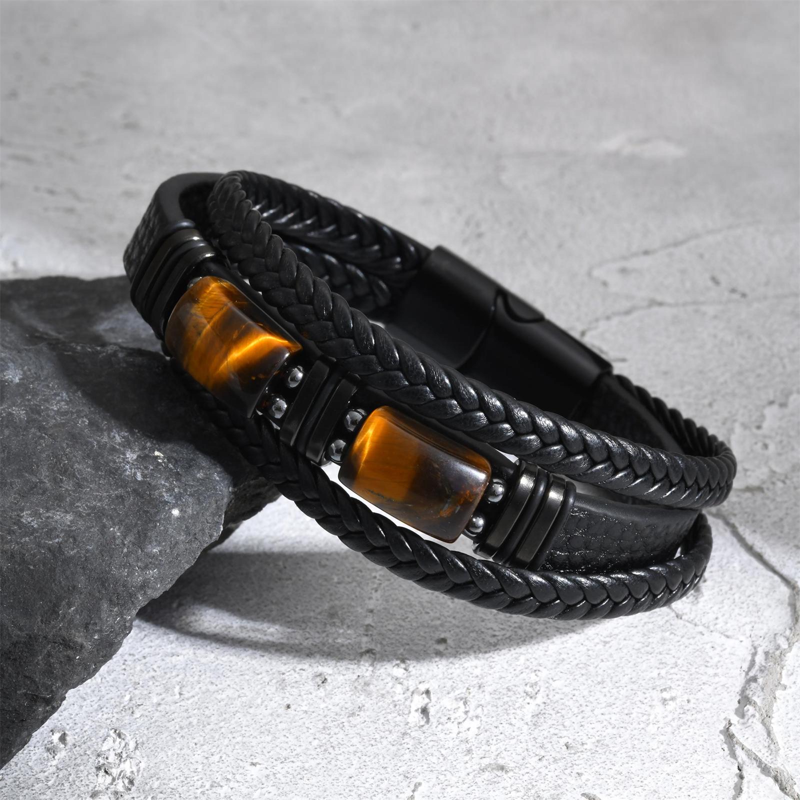 Leatherwork Logo - Gelang Kulit Kepang Pria Batu Mata