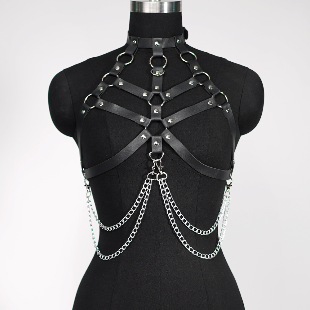 Leather Work Harness - Pakaian wanita seksi sabuk Harness tubuh