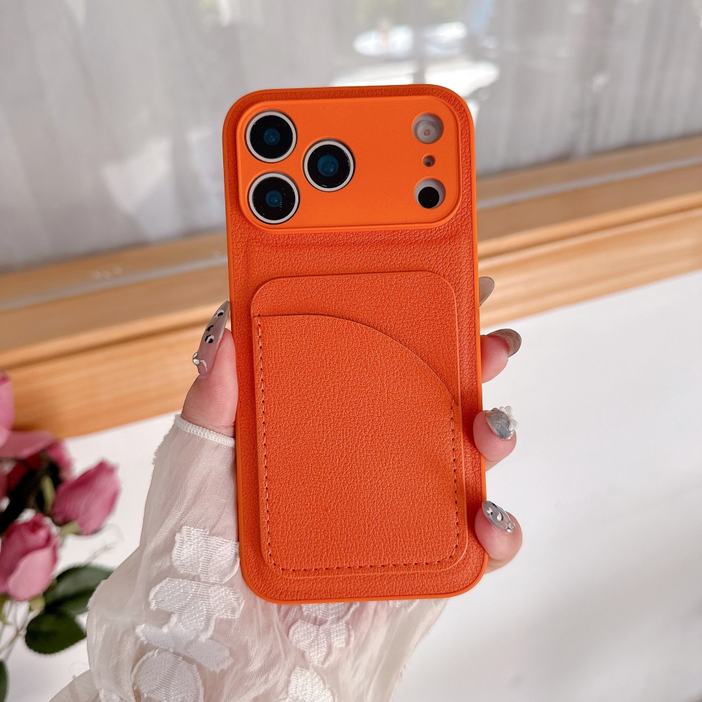 Leather X - Casing Ponsel Kartu Kulit Oranye Mewah