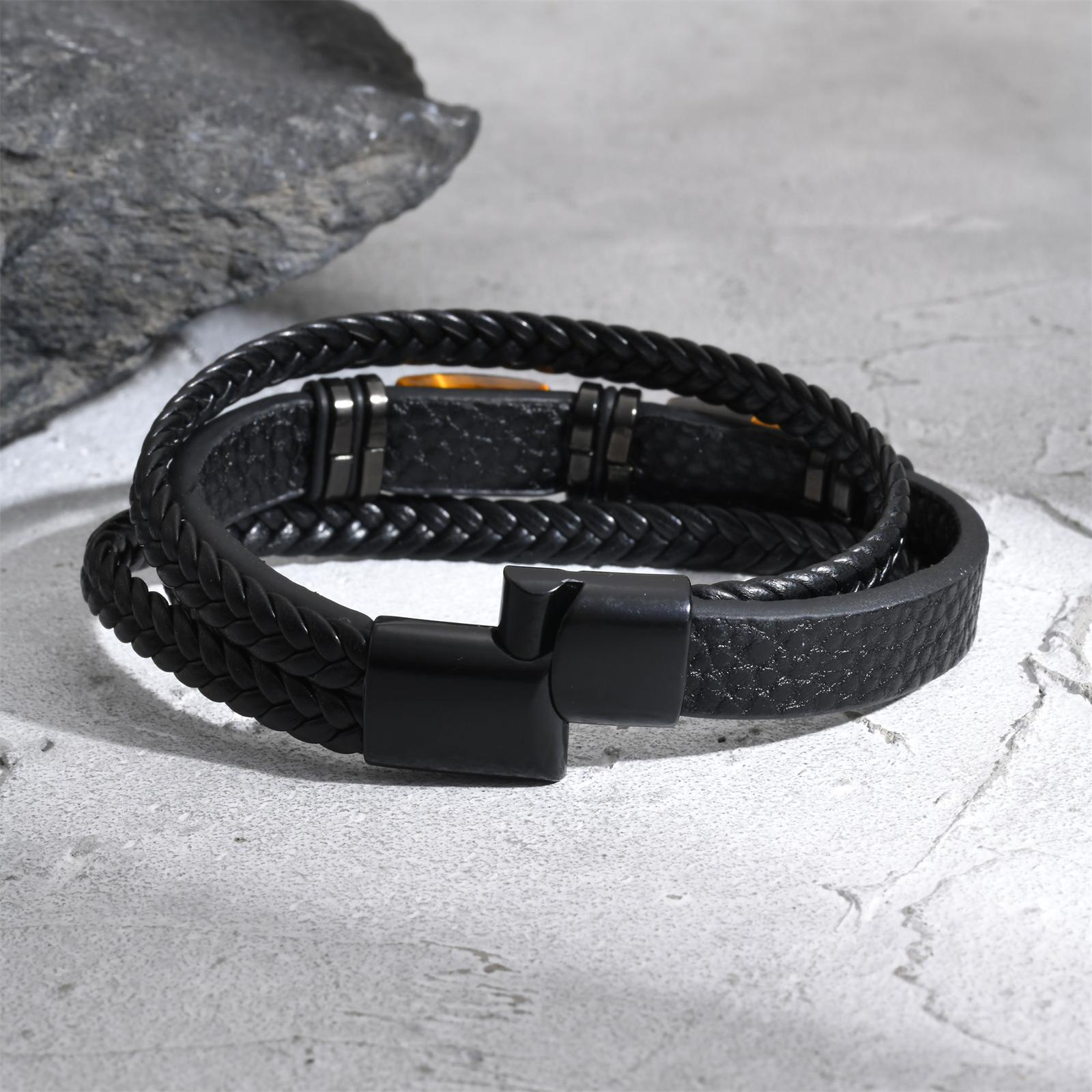 Gelang Kulit Kepang Pria Batu  - Leatherwork Logo ulasan dan harga